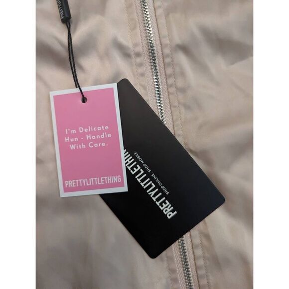 PRETTY little thing champagne cocktail dress body con satin ruffled neckline nwt - Picture 5 of 9